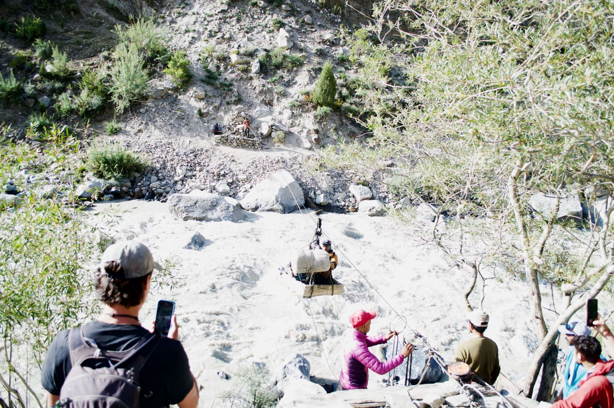 River crossing from Khuispang to Saicho Camp.